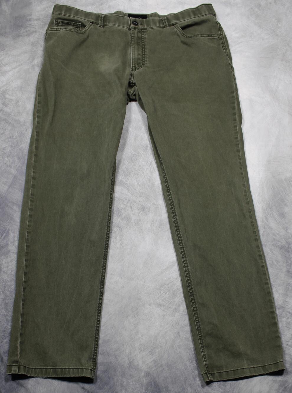 Hiltl Pants Mens 38x32 Green Cotton Denim Chino 5 Pocket Straight Leg Casual